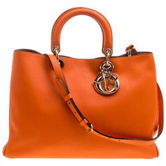 Dior - Grand sac cabas en cuir orange Diorissimo Shopper Tote
