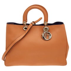 Dior Orange Leather Large Diorissimo Shopper Tote