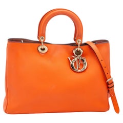 Dior Orange Leather Large Diorissimo Shopper Tote