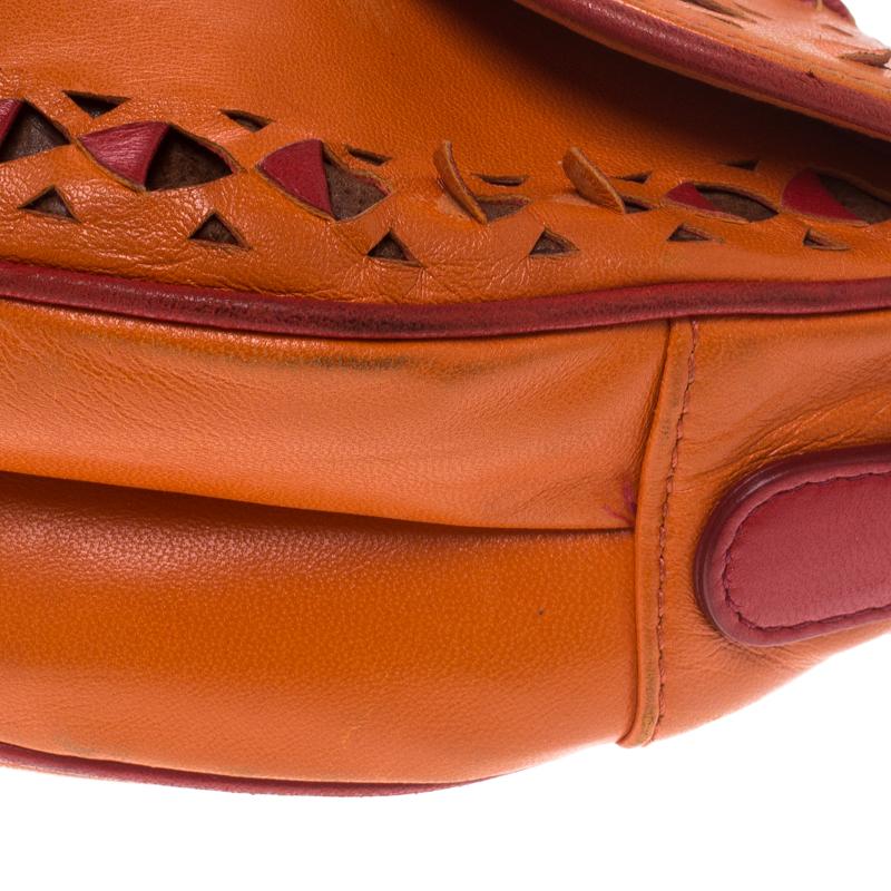 Dior Orange Leather Limited Edition Saddle Bag 4