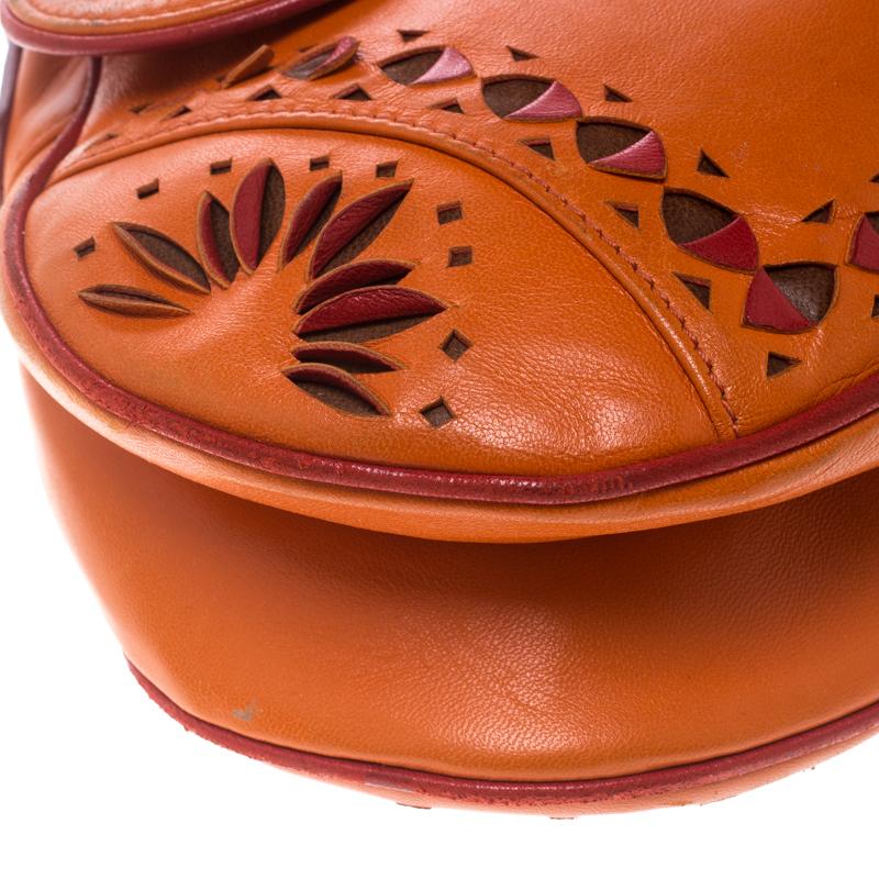 Women's Dior Orange Leather Limited Edition Saddle Bag