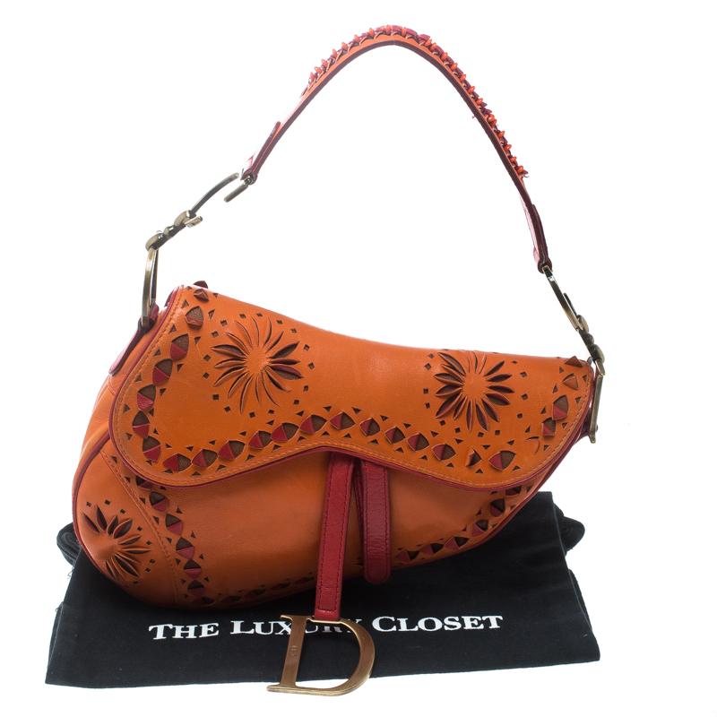Dior Orange Leather Limited Edition Saddle Bag 2