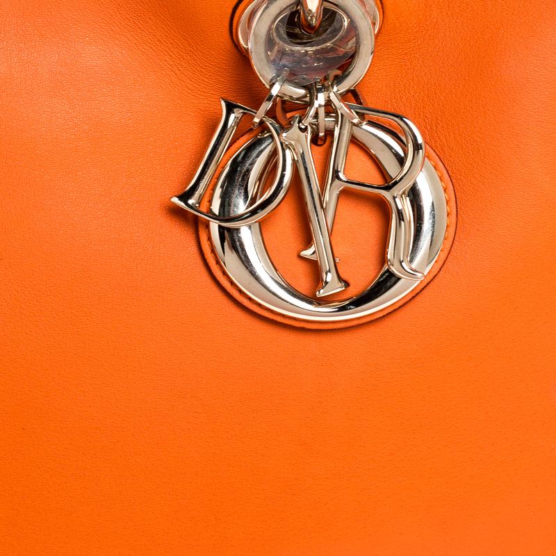 Dior Orange Leather Medium Diorissimo Shopper Tote 3