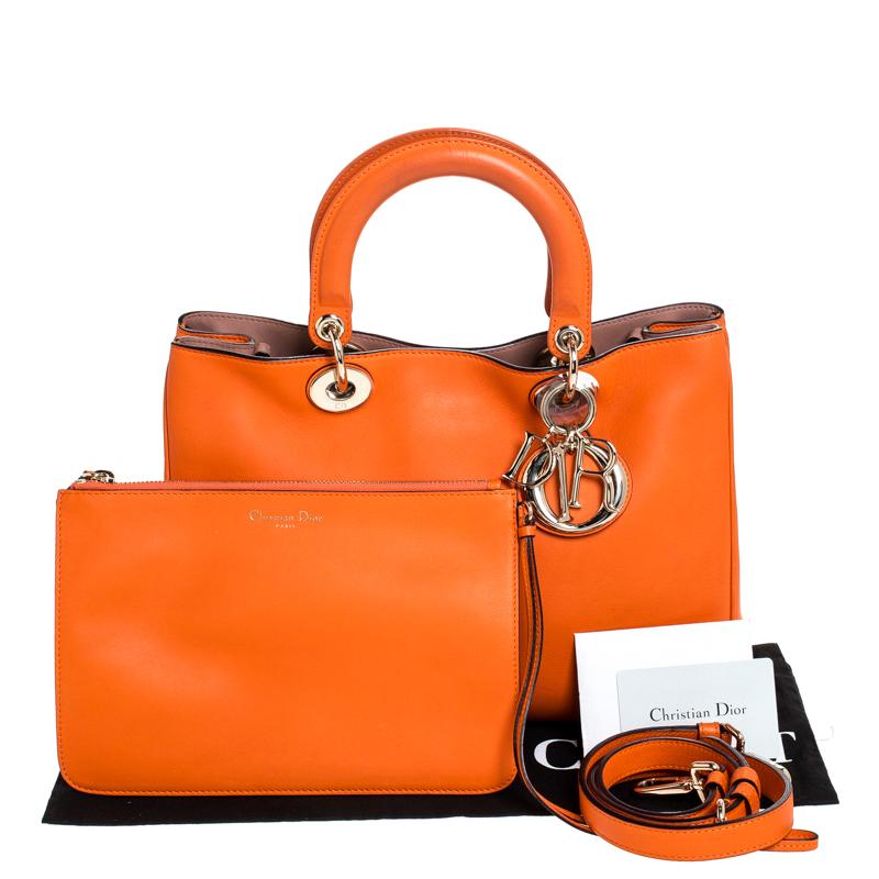 Dior Orange Leather Medium Diorissimo Shopper Tote 4