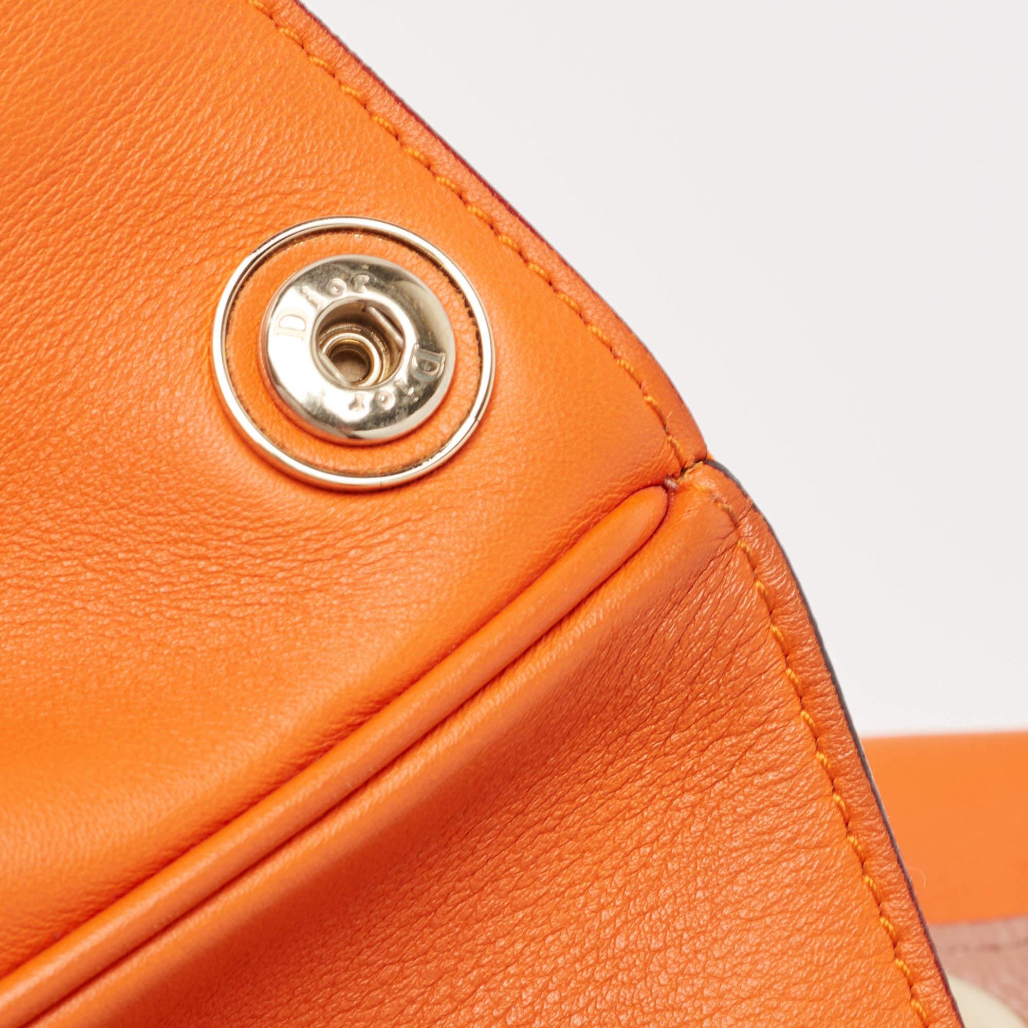 Dior Orange Leather Medium Diorissimo Shopper Tote For Sale 1