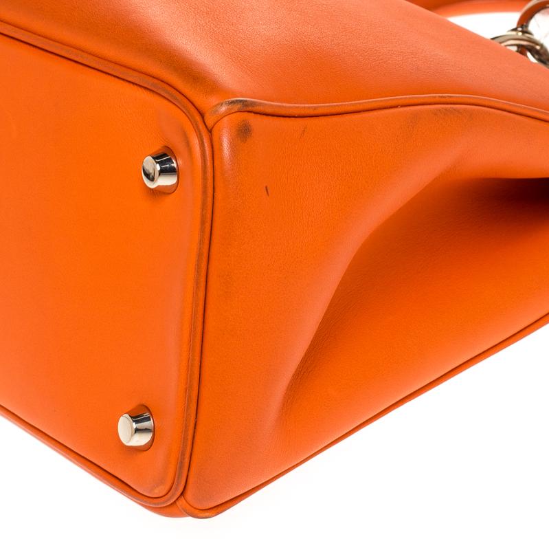 Dior Orange Leather Medium Diorissimo Shopper Tote 1