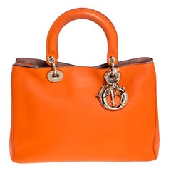 Dior Orange Leather Medium Diorissimo Shopper Tote