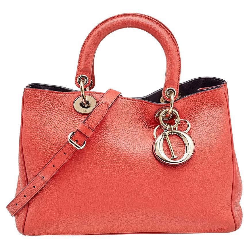 Dior Orange Leather Medium Diorissimo Shopper Tote at 1stDibs