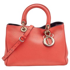 Dior Orange Leder Medium Diorissimo Shopper Tote Medium