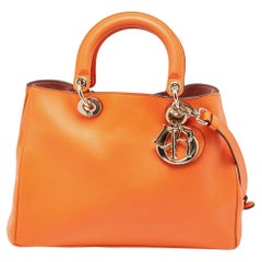 Dior Orange Leder Medium Diorissimo Shopper Tote Medium