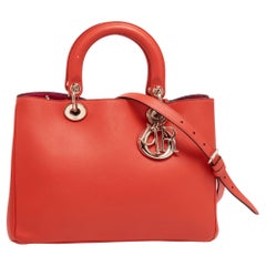 Dior Orange Leather Medium Diorissimo Tote Bag