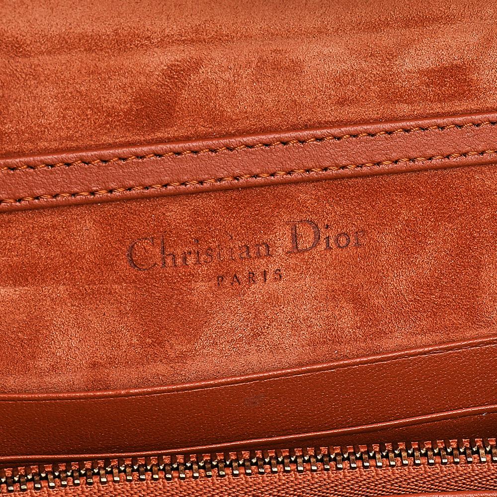 Dior Orange Leather Mini Studded Diorama Chain Shoulder Bag 4