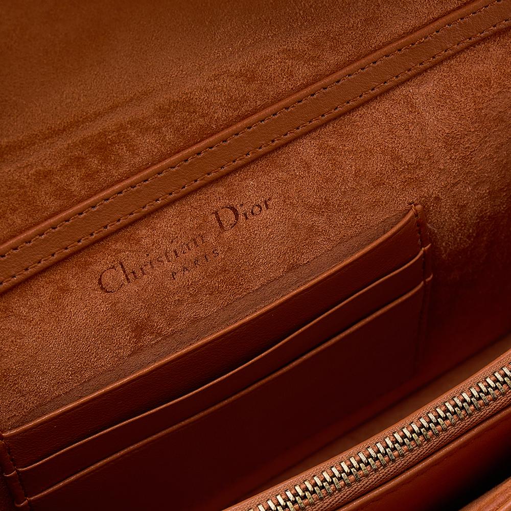 Dior Orange Leather Mini Studded Diorama Chain Shoulder Bag In Good Condition In Dubai, Al Qouz 2