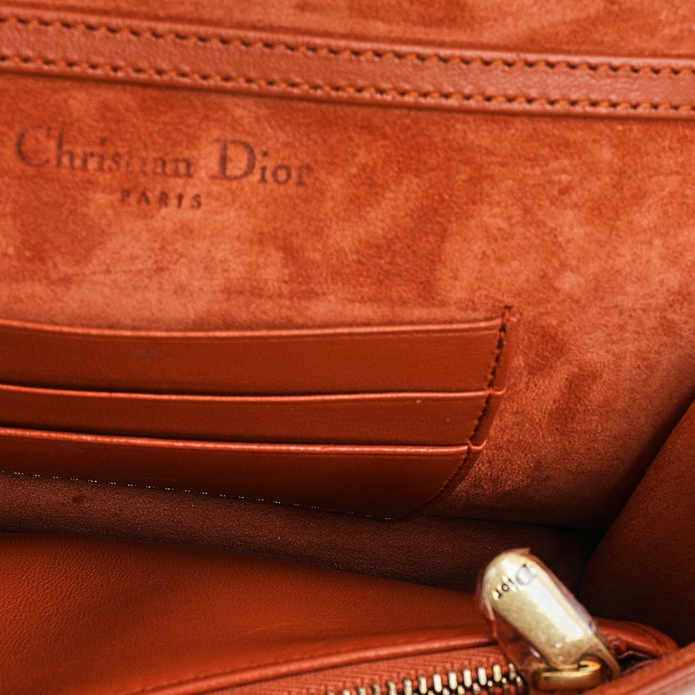 Dior Orange Leather Mini Studded Diorama Chain Shoulder Bag In Good Condition In Dubai, Al Qouz 2