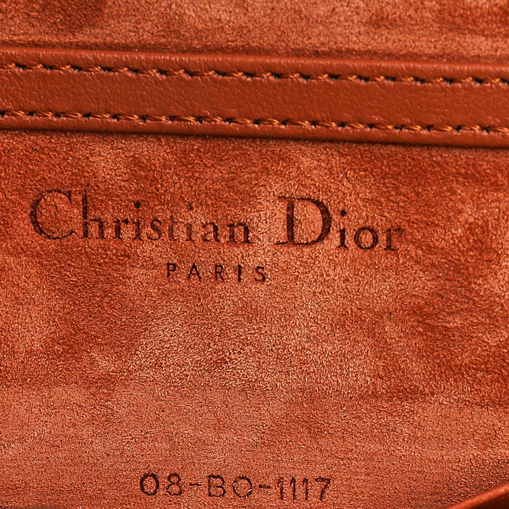Women's Dior Orange Leather Mini Studded Diorama Chain Shoulder Bag