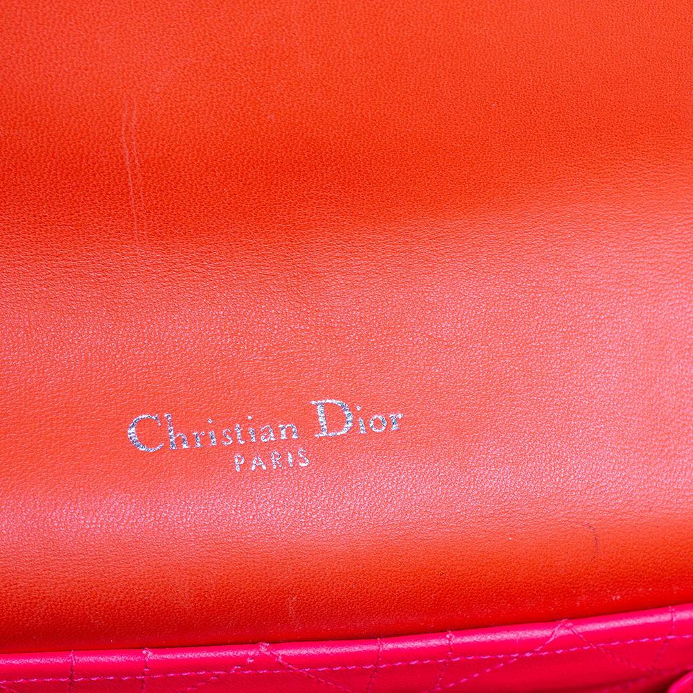 Dior Orange/Pink Embroidered Stitch Cannage Leather Miss Dior Medium Flap Bag 6