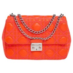 Miss Dior Orange/Pink bestickte Stitch Cannage Leder Miss Dior Medium Klappentasche