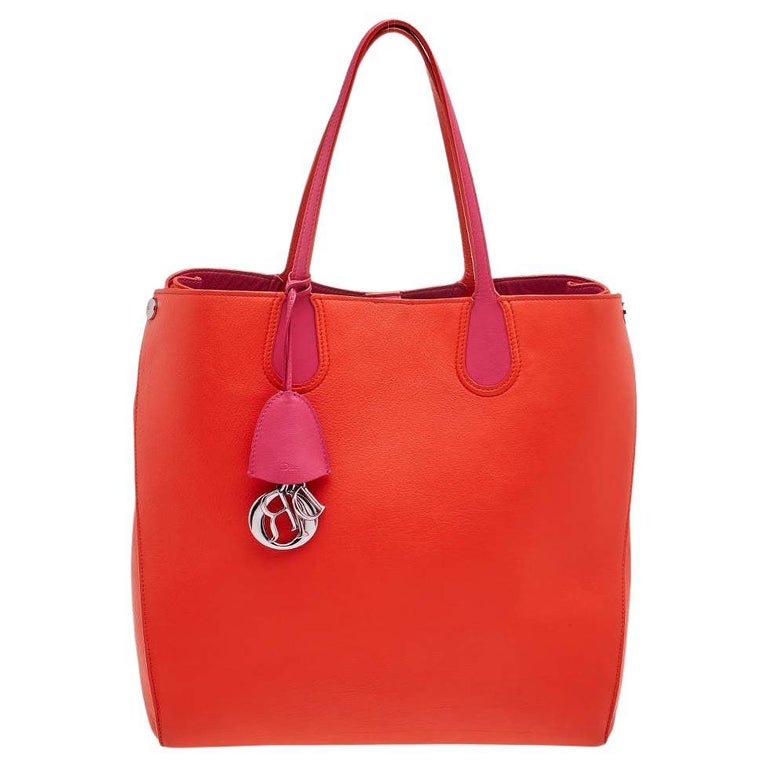 Dior - Grand sac cabas en cuir orange/rose « Dioraddict Shopper » sur  1stDibs | _