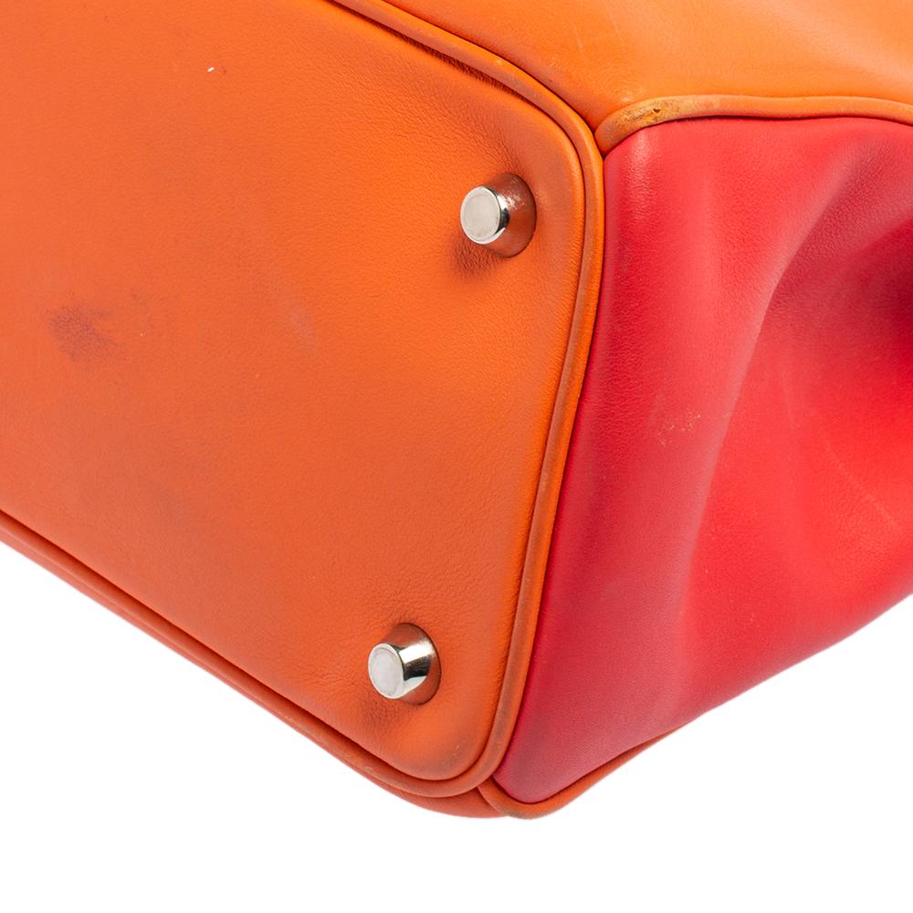 Dior Orange/Pink Tricolor Calfskin Leather Medium Diorissimo Tote Bag 2