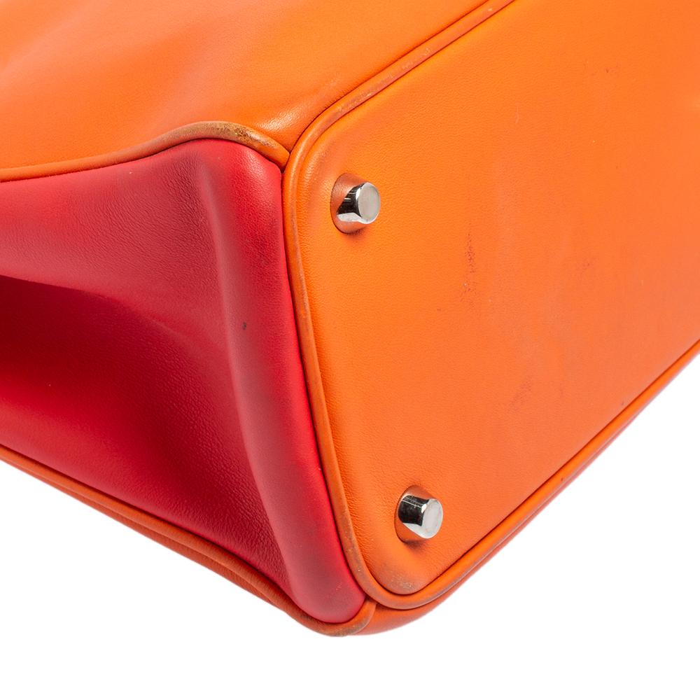 Dior Orange/Pink Tricolor Calfskin Leather Medium Diorissimo Tote Bag 5