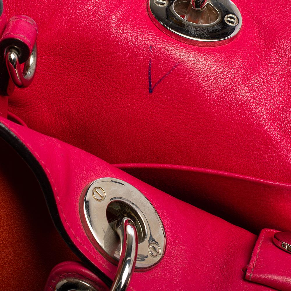 Dior Orange/Pink Tricolor Calfskin Leather Medium Diorissimo Tote Bag 1