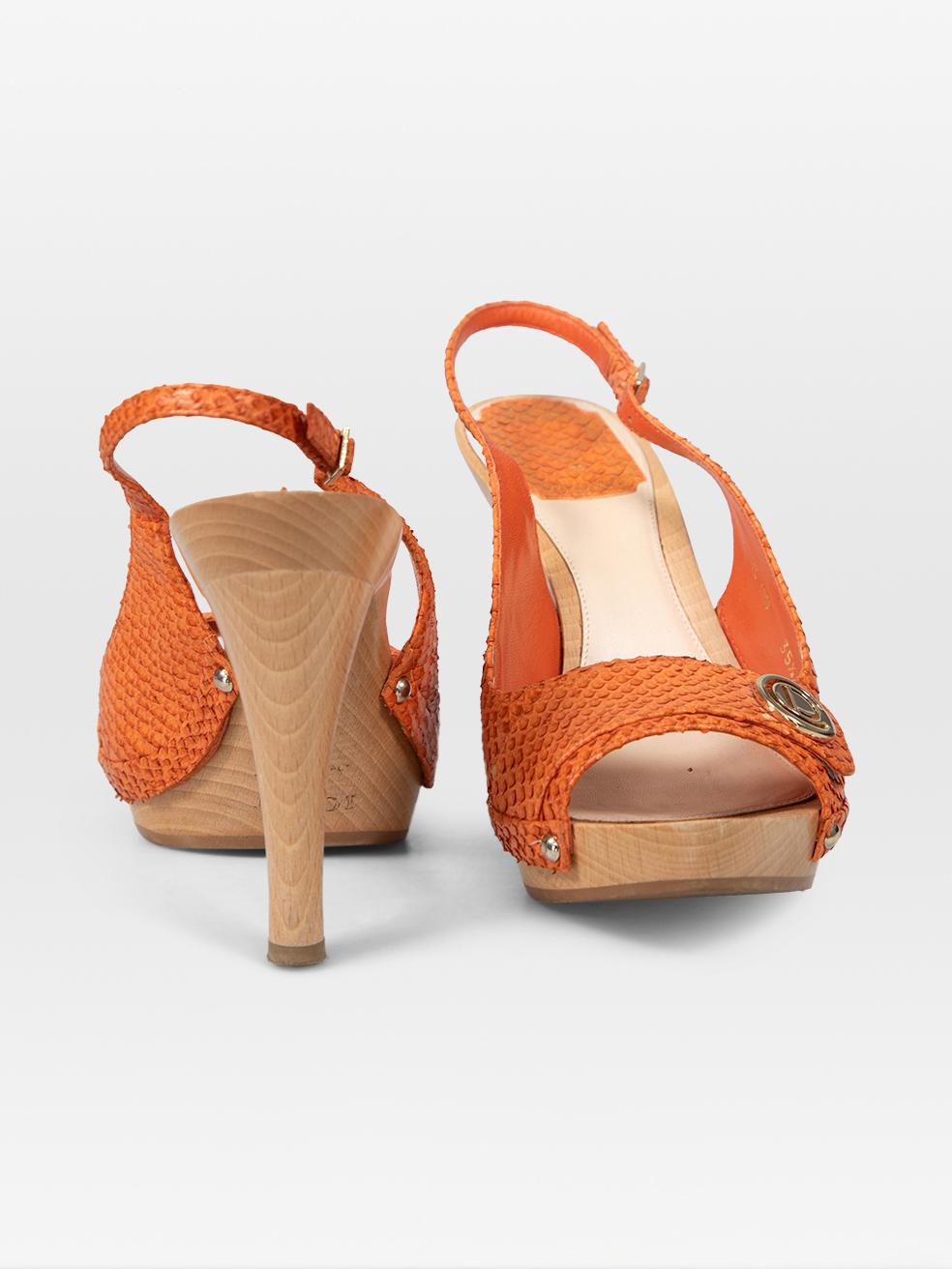 Dior Orange Python Leder Slingback Sandalen Größe IT 35.5 im Zustand „Hervorragend“ im Angebot in London, GB