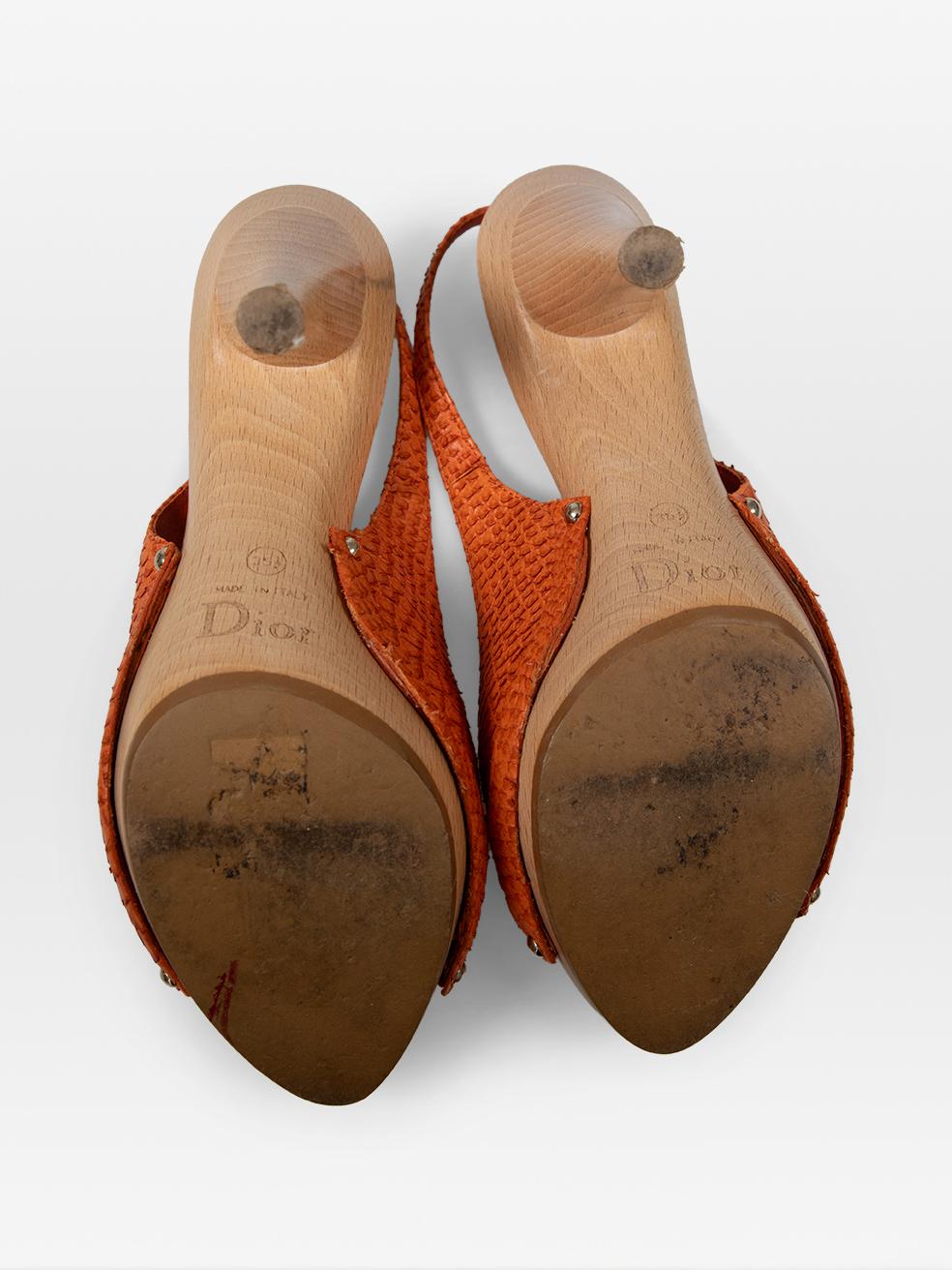 Dior Orange Python Leder Slingback Sandalen Größe IT 35.5 Damen im Angebot