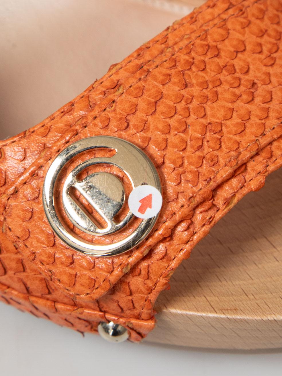 Dior Orange Python Leder Slingback Sandalen Größe IT 35.5 im Angebot 5