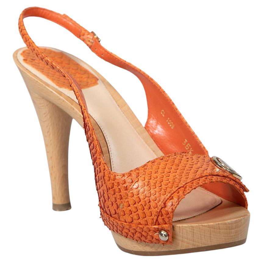 Dior Orange Python Leder Slingback Sandalen Größe IT 35.5 im Angebot