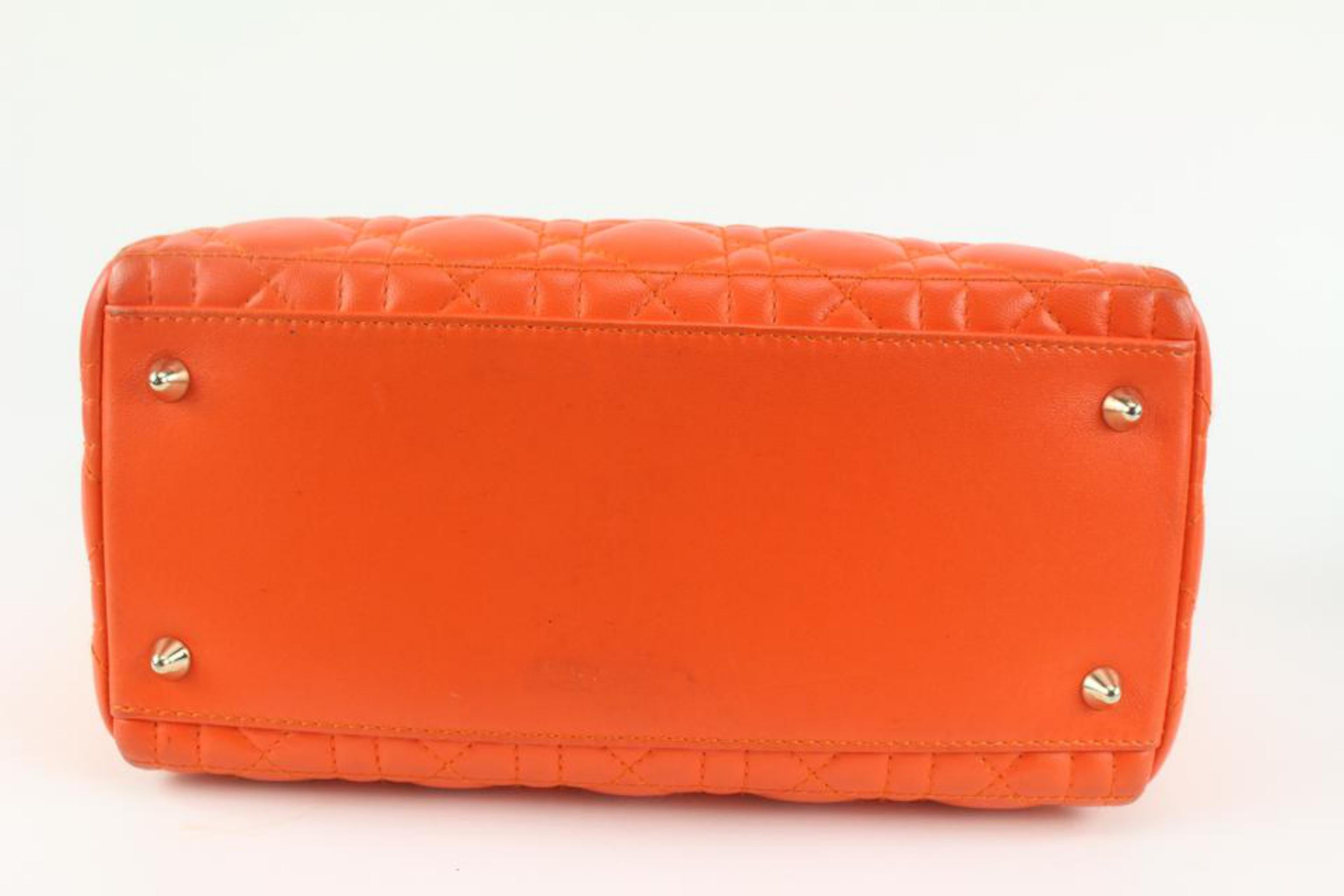 Dior Orange Quilted Lambskin Cannage Medium Lady Dior Bag 1123d38 3