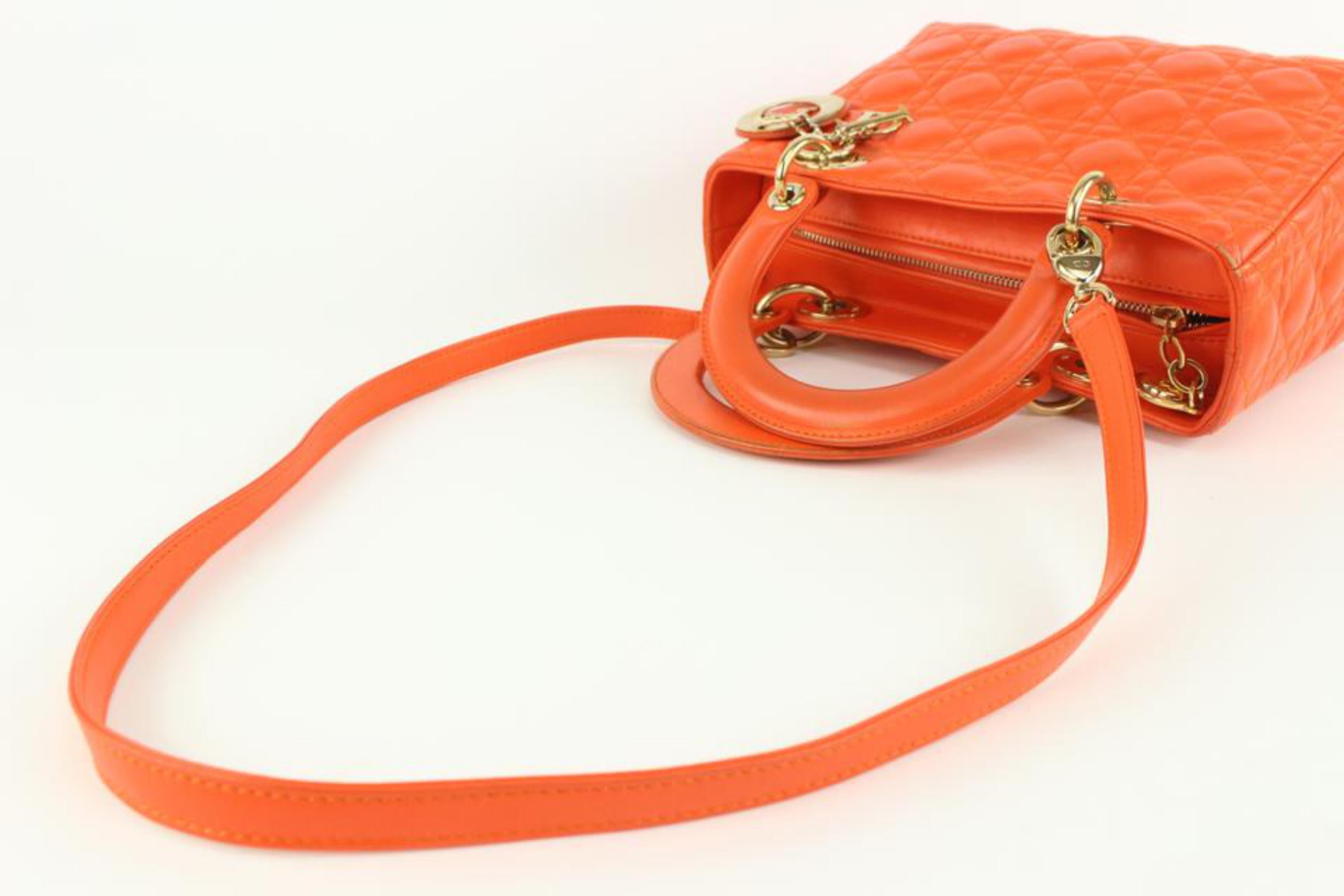 Red Dior Orange Quilted Lambskin Cannage Medium Lady Dior Bag 1123d38