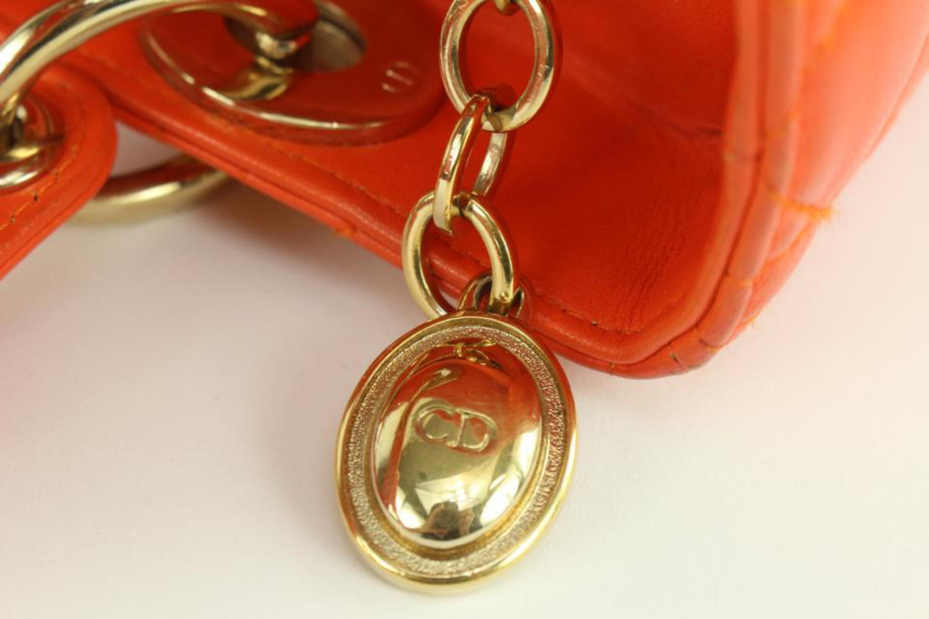Dior Orange Quilted Lambskin Cannage Medium Lady Dior Bag 1123d38 1