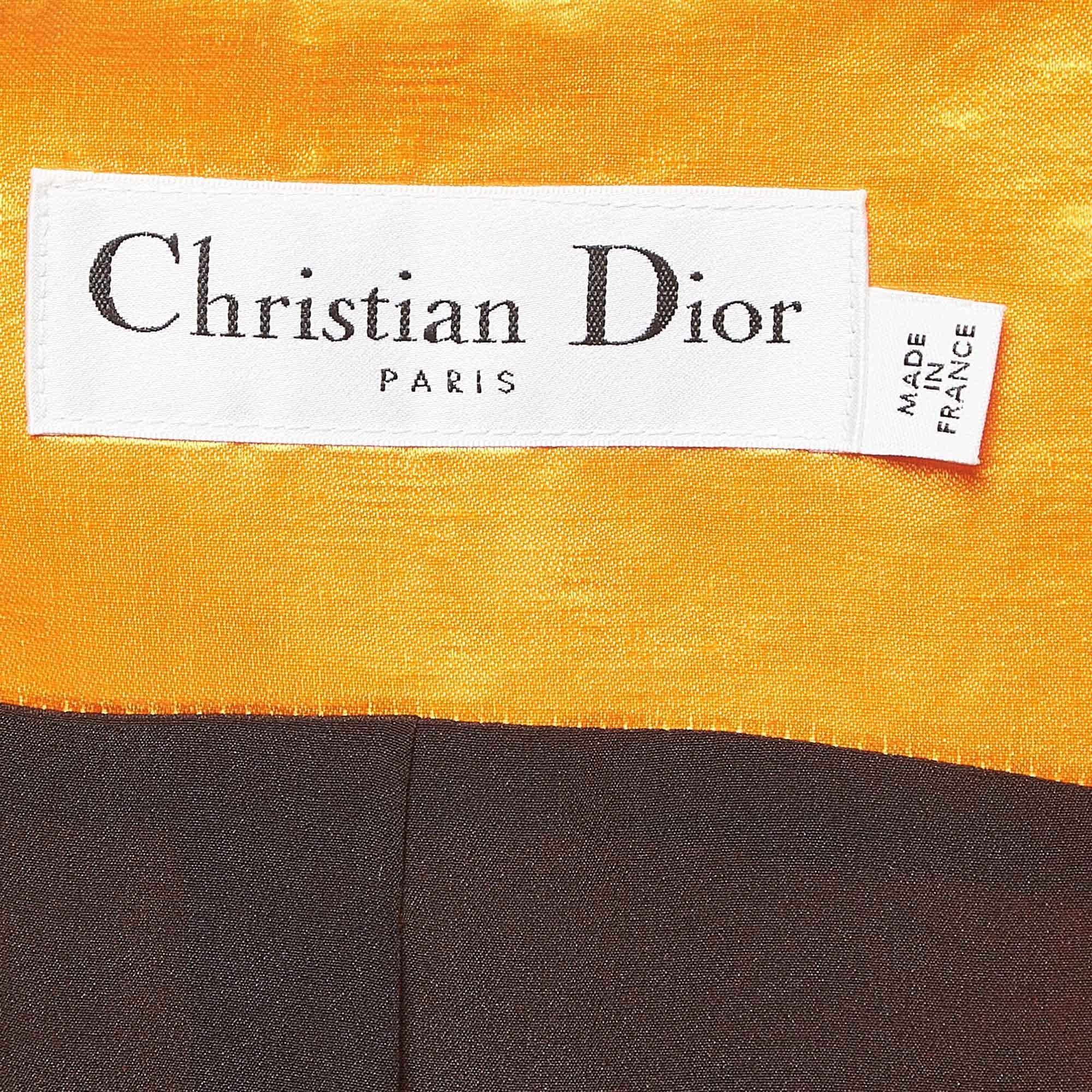 Dior Orange Satin High Slit Open Front Maxi Dress M In Good Condition For Sale In Dubai, Al Qouz 2