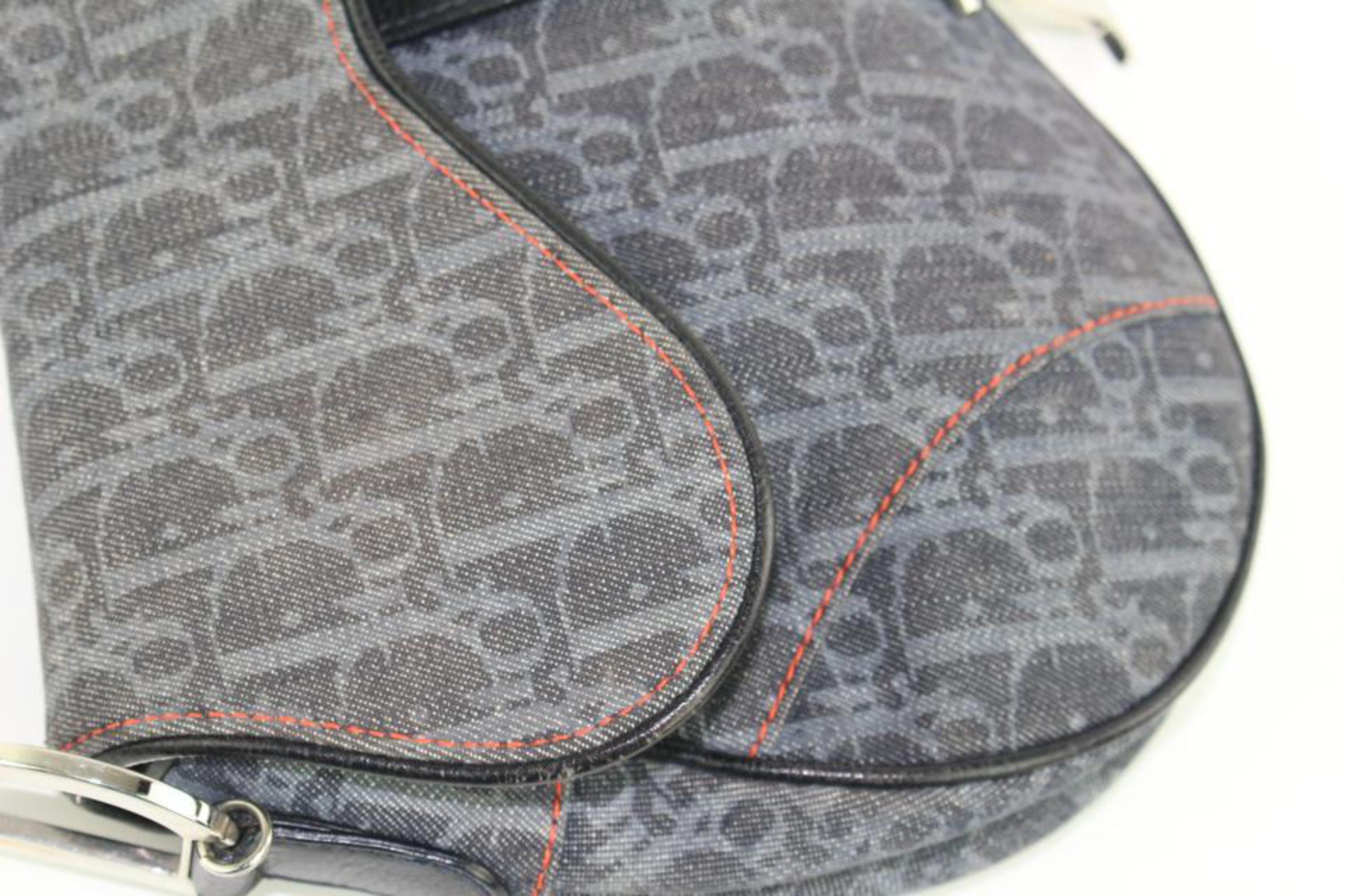 Dior Orange Signature Oblique Trotter Saddle 12cdz1019 Blue Denim Shoulder Bag For Sale 3