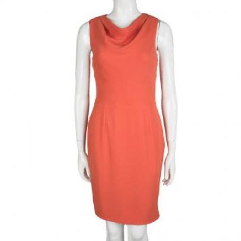 Rosso Dior Orange Silk Cowl Neck Sleeveless Dress M in vendita