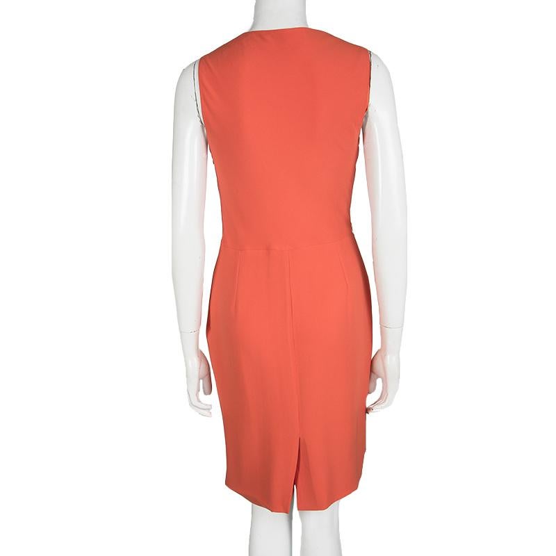 Red Dior Orange Silk Cowl Neck Sleeveless Dress M