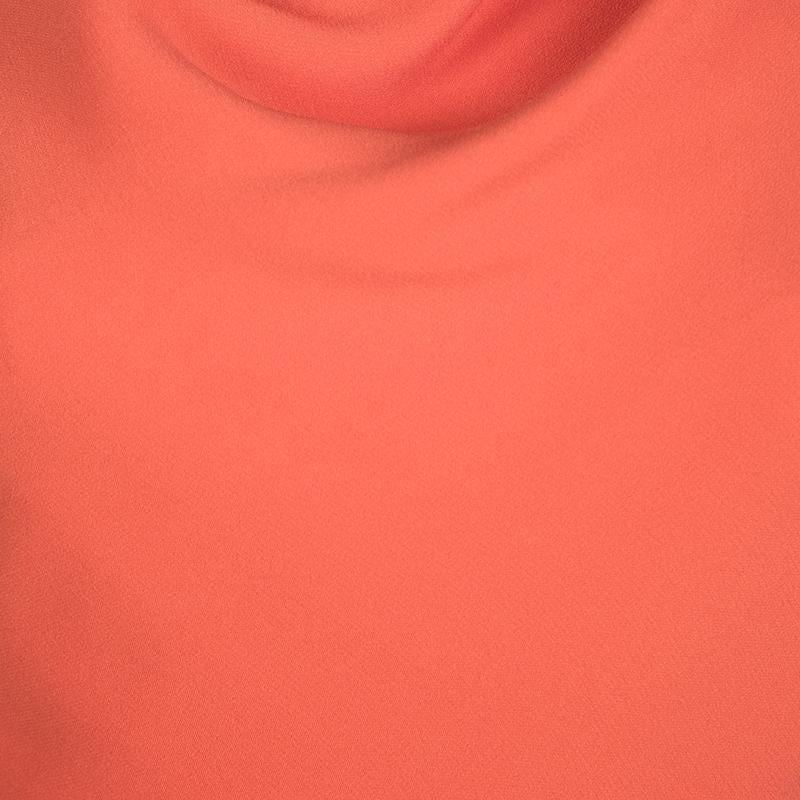 Christian Dior Orangefarbenes ärmelloses Seidenkleid mit Rundhalsausschnitt M im Zustand „Gut“ im Angebot in Dubai, Al Qouz 2