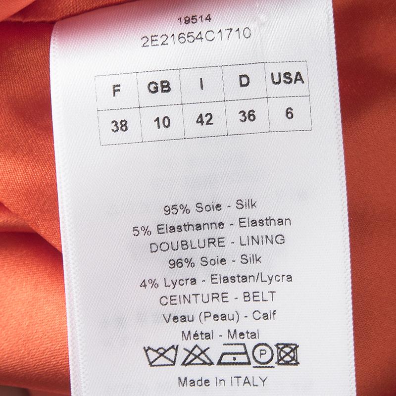 Christian Dior Orangefarbenes ärmelloses Seidenkleid mit Rundhalsausschnitt M im Angebot 1
