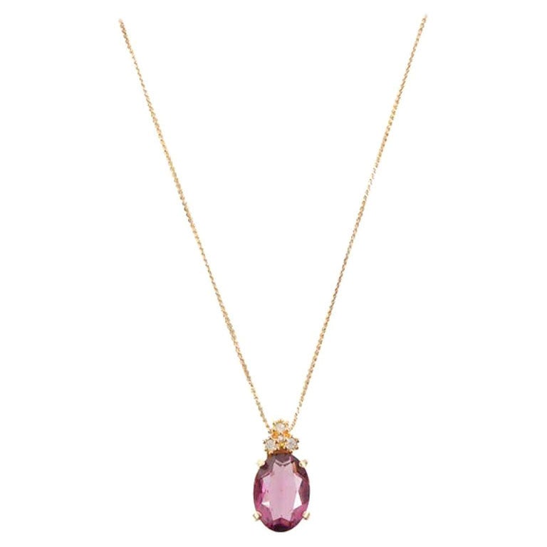 Dior Oval Color Stone Necklace in Purple