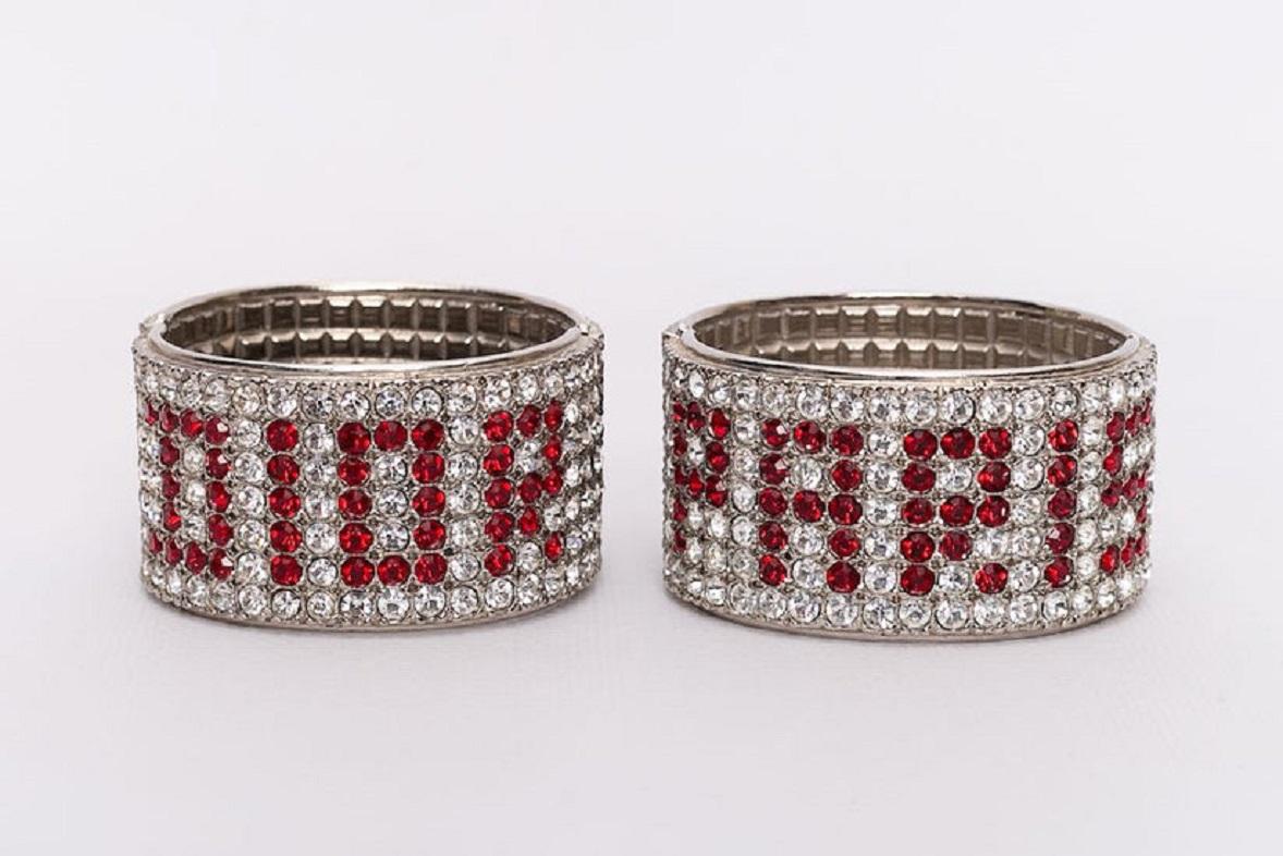 Dior Pair of Rhinestones Bracelets In Excellent Condition For Sale In SAINT-OUEN-SUR-SEINE, FR