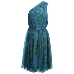 Dior Paisley Chiffon One-Shoulder Dress