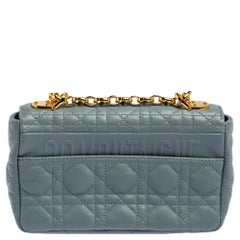 Dior Pale Blue Cannage Leather Small Caro Shoulder Bag