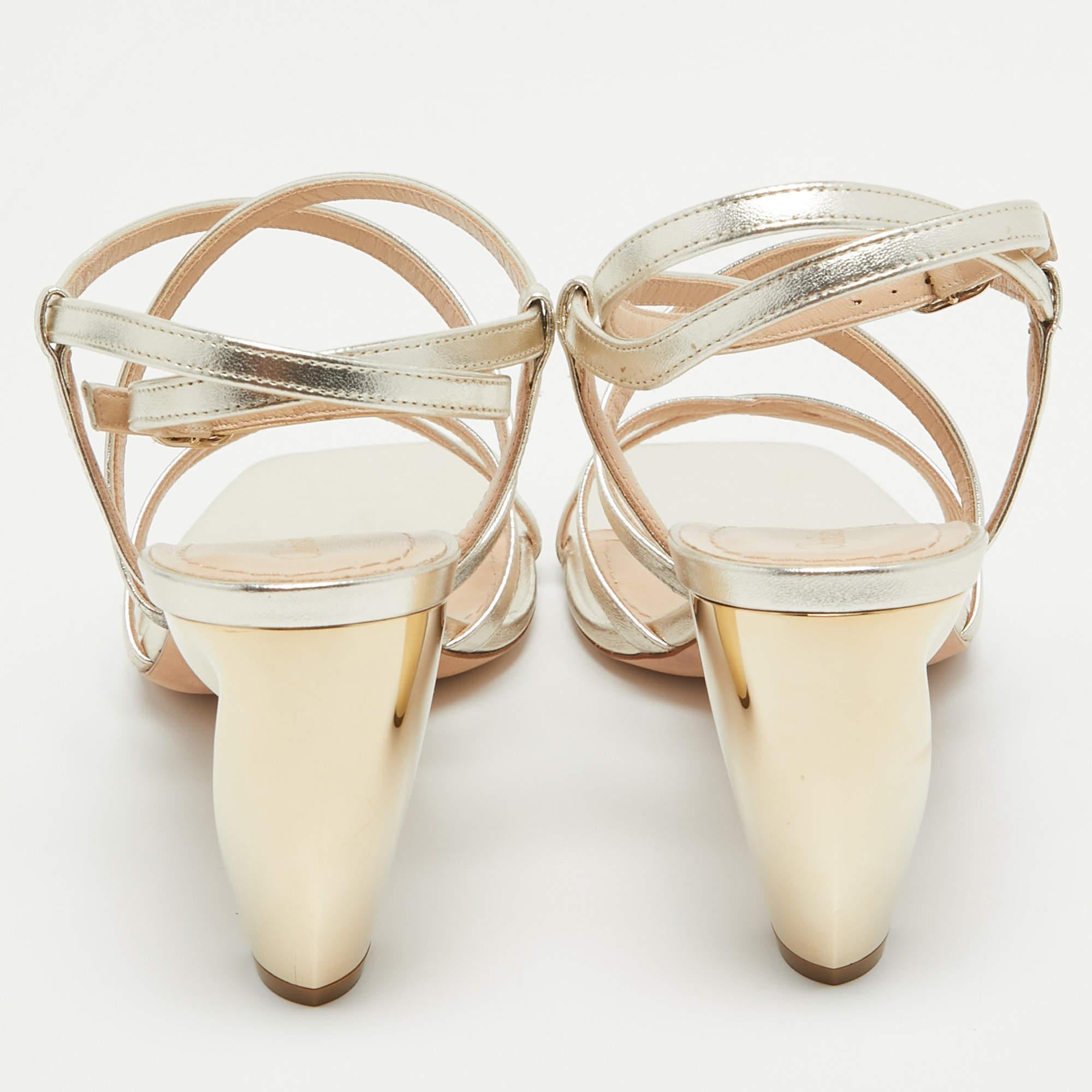 Dior Pale Gold Leather Rhodes Sandals Size 38.5 2