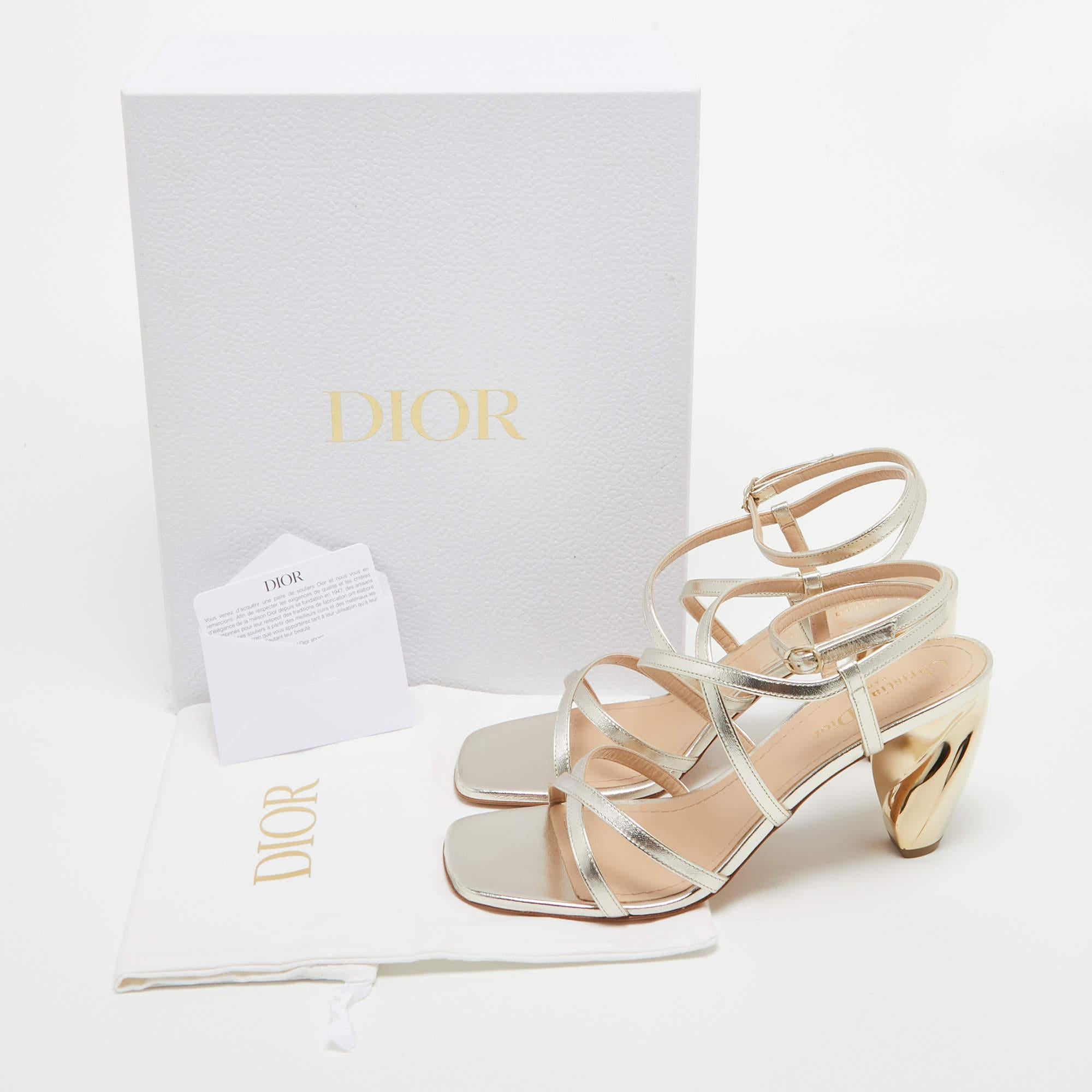 Dior Pale Gold Leather Rhodes Sandals Size 38.5 5