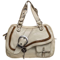 Dior Pale Green Gaucho Leder Large Double Saddle Umhängetasche