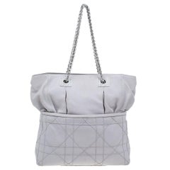 Dior Pale Grey Cannage Quilted Leather So Dior Tote Bag