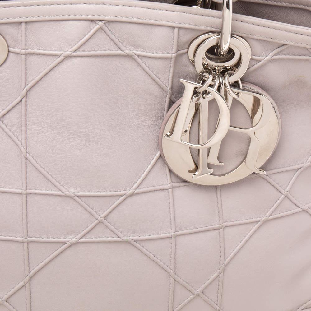 Dior Pale Lilac Cannage Leather Granville Tote For Sale 4