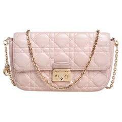 Dior Pale Pink Cannage Leather Miss Dior Promenade Chain Clutch