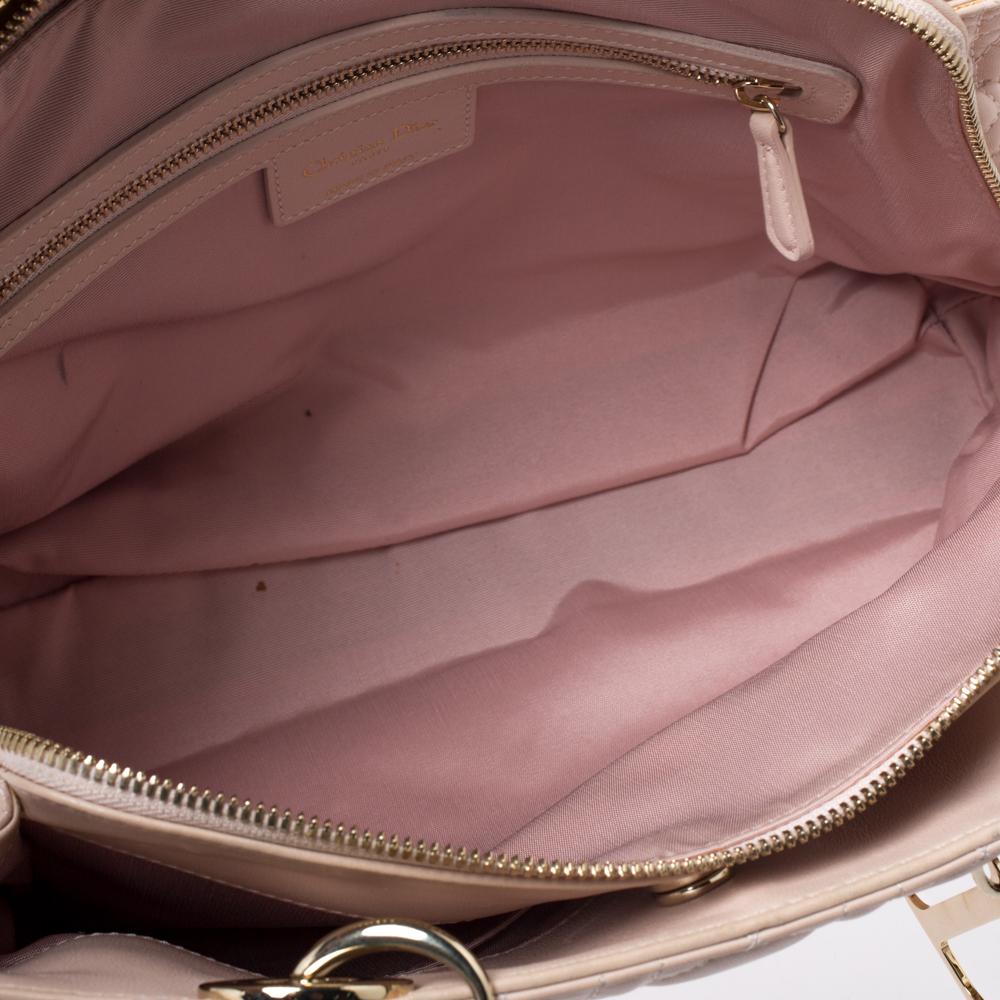 Dior Pale Pink Cannage Leather Soft Lady Dior Tote 3