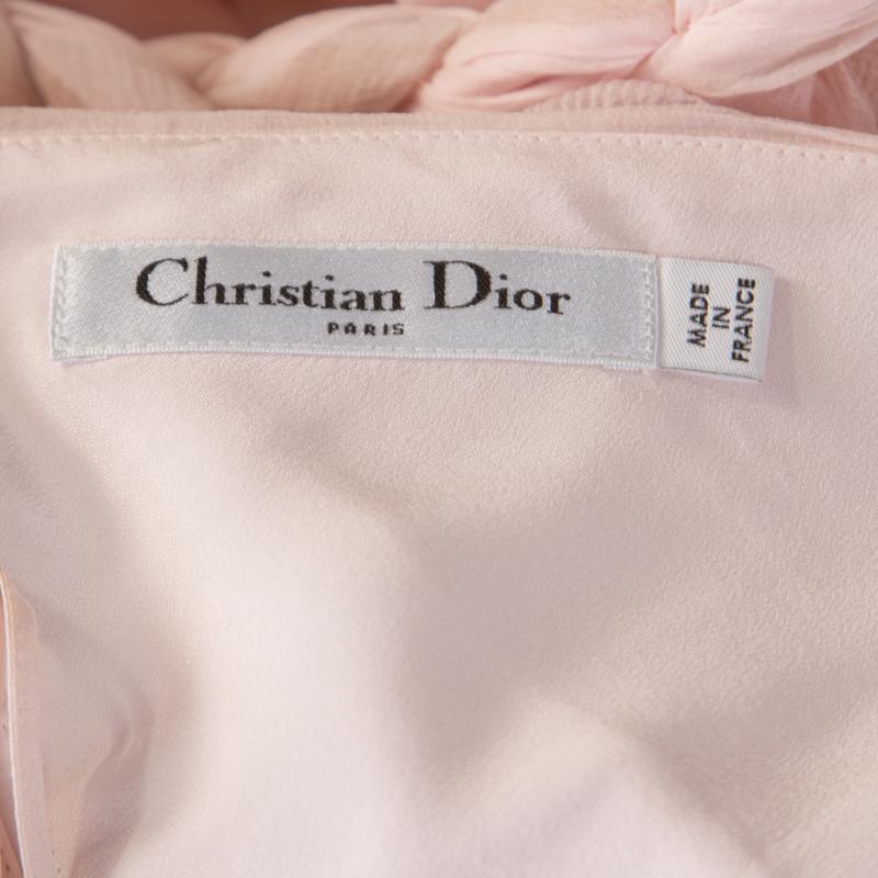 Women's Dior Pale Pink Silk Chiffon Twisted Strap Detail Cocktail Dress S